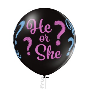 Pomysły na poznanie płci dziecka - Balon lateksowy "He or She?", 60 cm / 5000438