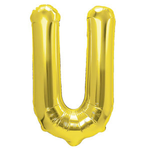 Balony foliowe litery 40 cm - Balon foliowy złota litera U / 40 cm