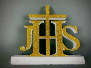 Napis I Komunia Święta - do postawienia - Napis Komunia JHS do postawienia 29 x 25,5 cm