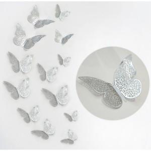 Dekoracje papierowe - Srebrne motylki 3D