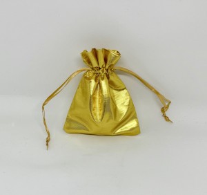 Woreczki z organzy gładkie - Złote woreczki metalizowane / 8,5x11 cm