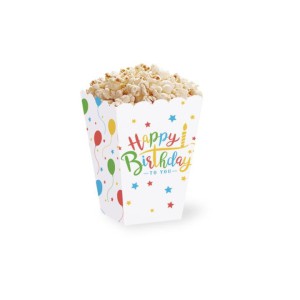 Pudełka na popcorn - Pudełka na popcorn "Happy Birthday" Kolorowe urodziny