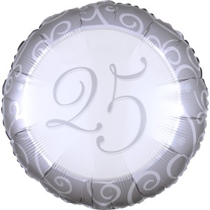 Balony foliowe na okrągłe urodziny - Balon foliowy okrągły, "25"