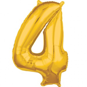 Balony foliowe cyfry 66 cm - Balon foliowy Middle Size złota cyfra "4"
