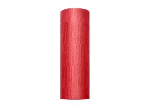 Tiule dekoracyjne 15 cm - Tiul gładki czerwony / 0,15x9m