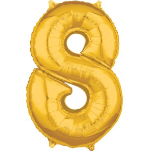 Balony foliowe cyfry 66 cm - Balon foliowy Middle Size złota cyfra "8"