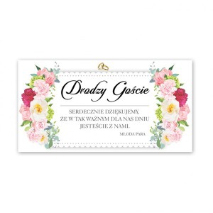 Bileciki, karteczki i naklejki - Karteczki - Podziękowania dla gości weselnych / PDG39