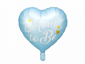 Pomysły na poznanie płci dziecka - Niebieski balon foliowy "Mom to Be" / 35 cm