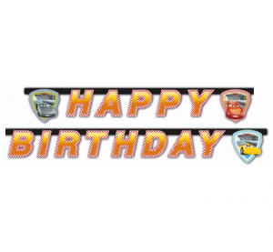 Girlandy z bohaterami bajek - Banner "Cars 3-Happy Birthday"