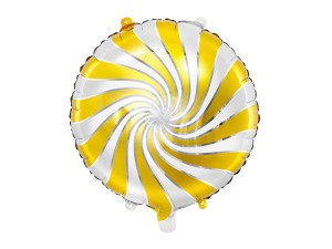 Balony foliowe Okrągłe - Balon foliowy Cukierek, złoty / 35 cm