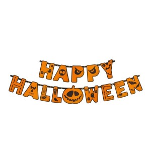 Girlandy i dekoracje na Halloween do powieszenia - Baner Happy Halloween / 15,8x185 cm
