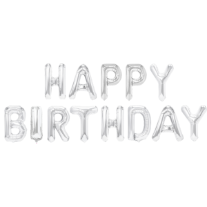 Girlandy napisy z balonów na powietrze - Balonowy napis "Happy Birthday", srebrny
