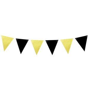 Girlandy flagietki - Dekoracja trójkąty czarno-złote / 10 flag