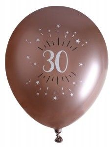 Balony lateksowe na okrągłe urodziny - Balony różowe złoto 30 urodziny
