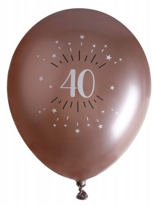 Balony lateksowe na okrągłe urodziny - Balony różowe złoto 40 urodziny