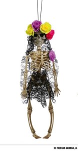 Dekoracje na Halloween Straszydła - Damski szkielet meksykański / 40 cm