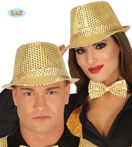 Kapelusze - Złoty kapelusz cekinowy