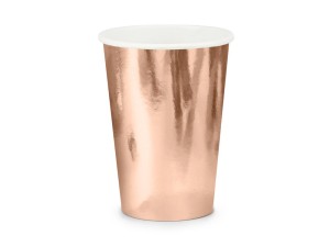 Kubeczki jednokolorowe papierowe - Kubeczki różowe złoto / 220 ml
