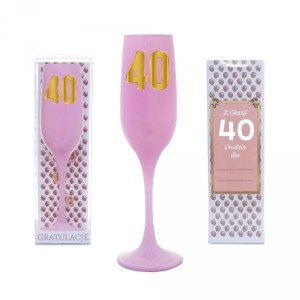 Kieliszki okolicznościowe - Różowy kieliszek do szampana na "40 urodziny"