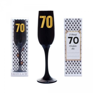 Kieliszki okolicznościowe - Czarny kieliszek do szampana na "70 urodziny"