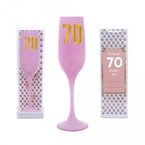 Kieliszki okolicznościowe - Różowy kieliszek do szampana na "70 urodziny"