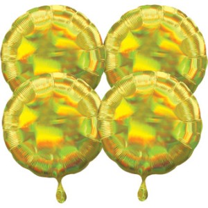 Balony foliowe Okrągłe - Multi-Pack balon foliowy holograficzny - Okrągły żółty / 43 cm