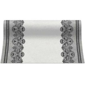 Bieżniki flizelinowe wzorzyste - Bieżnik flizelinowy wzorzysty "Royal Lace", czarny /  40cmx24m