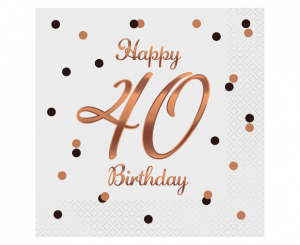 Serwetki papierowe cyfry i liczby - Serwetki "Happy 40 Birthday" / 33x33 cm