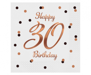 Serwetki papierowe cyfry i liczby - Serwetki "Happy 30 Birthday" / 33x33 cm