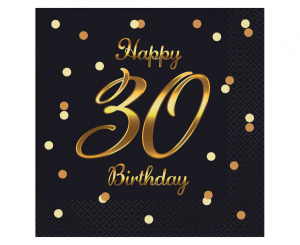 Serwetki papierowe cyfry i liczby - Serwetki "Happy 30 Birthday" / 33x33 cm