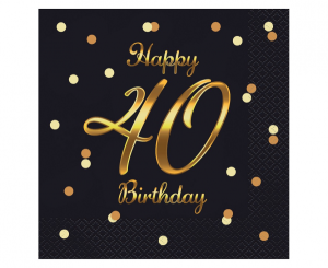 Serwetki papierowe cyfry i liczby - Serwetki "Happy 40 Birthday" / 33x33 cm
