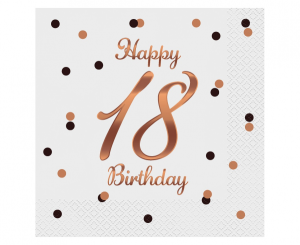 Serwetki papierowe cyfry i liczby - Serwetki "Happy 18 Birthday" / 33x33 cm