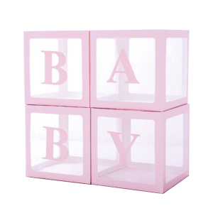 Pudełka na baloniki - Zestaw różowych pudełek na balony "BABY"