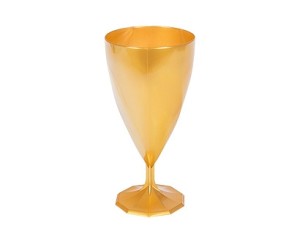 Kieliszki okolicznościowe - Złote kieliszki plastikowe do wina / 15 cl
