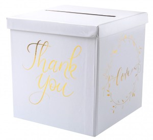 Pudełka na pieniądze - Pudełko na koperty "Thank You. Love" / 20x20x20 cm