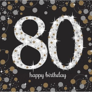 Serwetki bibułowe cyfry i liczby - Serwetki papierowe "80 lat -Sparkling Celebration" / 33x33 cm