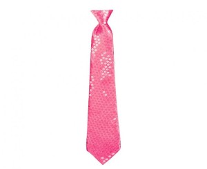 Krawaty - Różowy krawat błyszczący