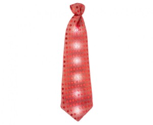 Krawaty - Czerwony krawat świecący, cekiny