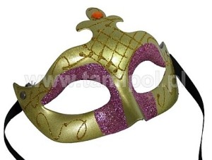 Maski Weneckie - Złoto-różowa maska karnawałowa
