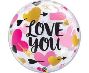 Balony foliowe Bubbles - Balon foliowy 22" QL Bubble "Love You"