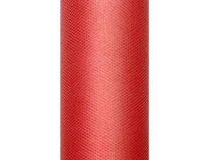 Tiule dekoracyjne 15 cm - Tiul gładki czerwony / 0,15x9m