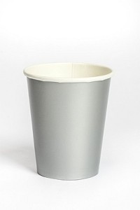 Kubeczki jednokolorowe papierowe - Kubeczki papierowe srebrne / 250 ml
