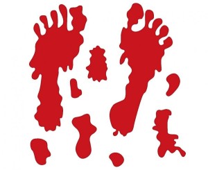 Naklejki krwawe ślady na Halloween - Naklejki żelowe Zakrwawione stopy