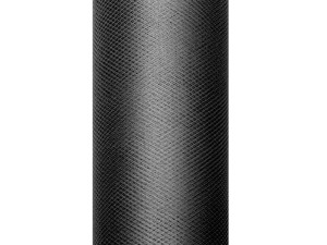 Tiule dekoracyjne 15 cm - Tiul gładki czarny / 0,15x9m